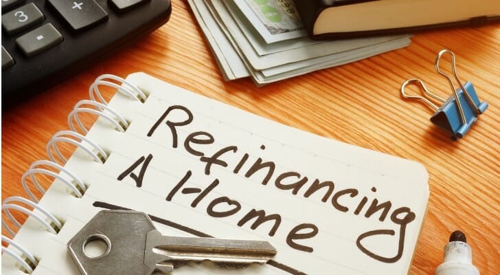 Closeup of a notebook for refinancing a home.