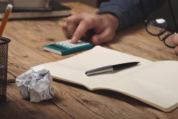 A taxpayer working on their taxes.