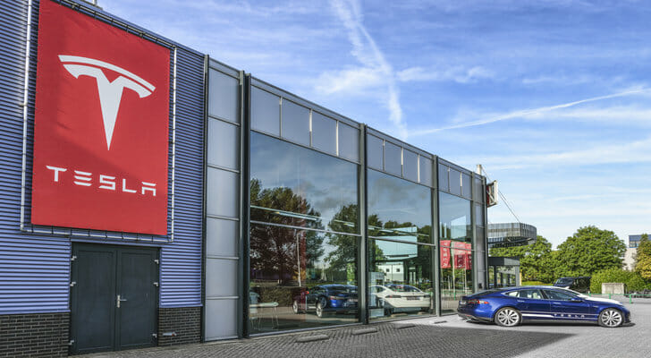 A Tesla dealership where you can buy a car.
