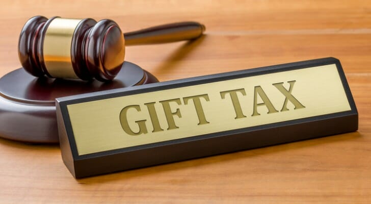 A plaque reading "gift tax."