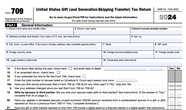 Complete Part 1 carefully, as joint gifts require your spouse's signature and a separate form.