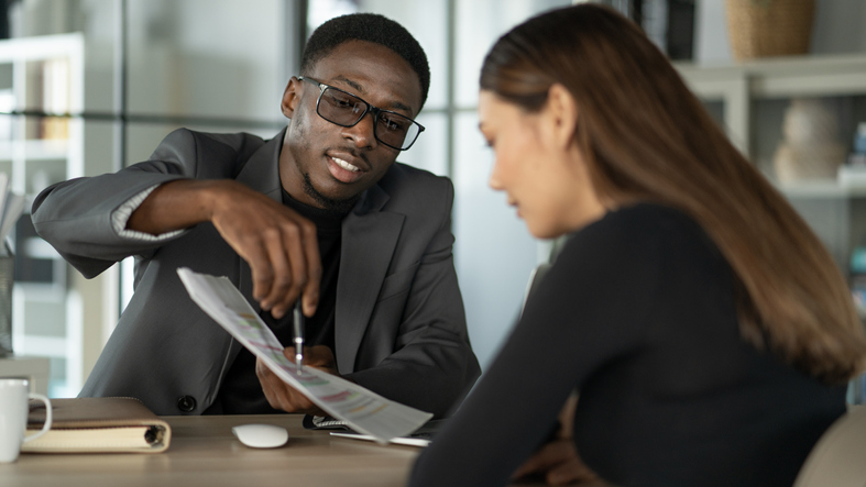Financial advisor working with a client