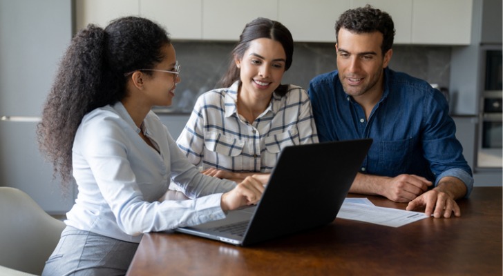 A financial advisor meets with a married couple and reviews their risk tolerance and time horizon.