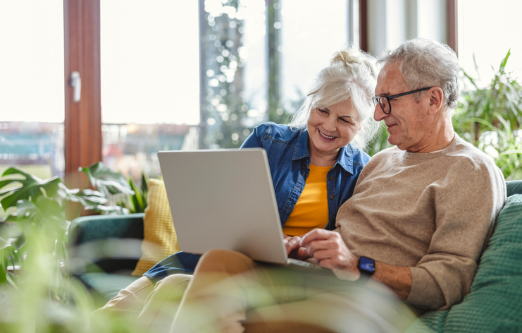 A couple working on their retirement budget.