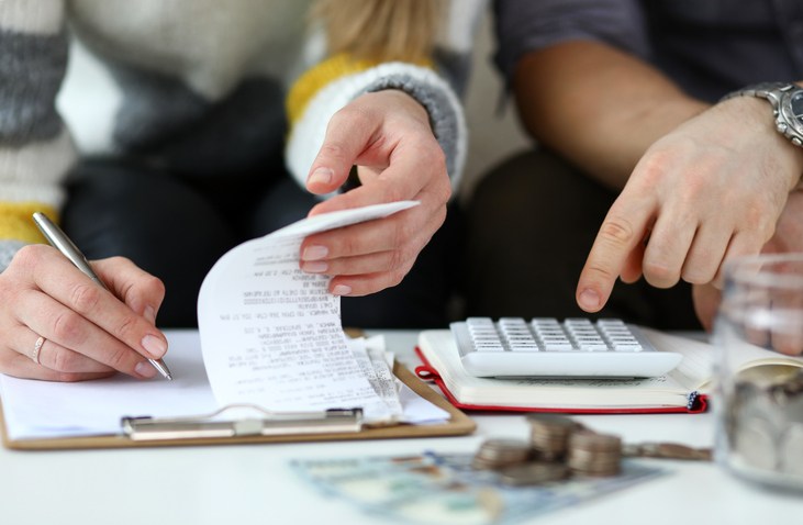 A couple working on their finances.